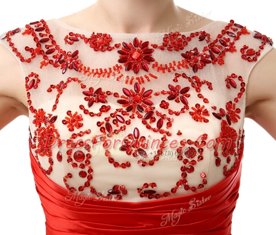 Glittering Mini Length Zipper Red for Prom and Party with Beading and Ruching