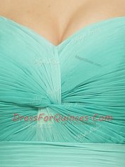 Cap Sleeves Chiffon Zipper Dress for Prom in Turquoise with Beading and Ruching