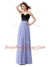 Best Column/Sheath Prom Gown Lavender Sweetheart Chiffon Sleeveless Floor Length Lace Up