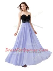 Best Column/Sheath Prom Gown Lavender Sweetheart Chiffon Sleeveless Floor Length Lace Up