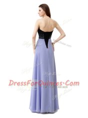 Best Column/Sheath Prom Gown Lavender Sweetheart Chiffon Sleeveless Floor Length Lace Up