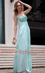 Amazing Floor Length Column/Sheath Sleeveless Light Blue Evening Dress Zipper