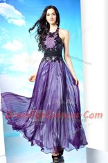 Captivating Halter Top Sleeveless Chiffon Evening Dress Lace Zipper