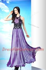 Captivating Halter Top Sleeveless Chiffon Evening Dress Lace Zipper