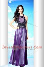 Captivating Halter Top Sleeveless Chiffon Evening Dress Lace Zipper