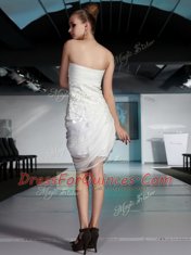Sumptuous White Sweetheart Side Zipper Beading and Ruching Prom Dresses Sleeveless