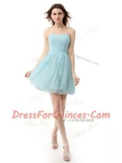 Extravagant Chiffon Sweetheart Sleeveless Lace Up Ruching in Light Blue