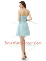 Extravagant Chiffon Sweetheart Sleeveless Lace Up Ruching in Light Blue