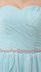 Extravagant Chiffon Sweetheart Sleeveless Lace Up Ruching in Light Blue