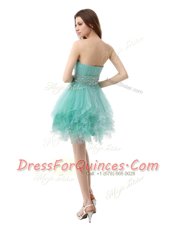 Fine Sleeveless Zipper Mini Length Beading and Ruffled Layers Prom Party Dress