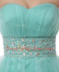 Fine Sleeveless Zipper Mini Length Beading and Ruffled Layers Prom Party Dress