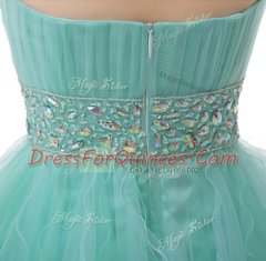 Fine Sleeveless Zipper Mini Length Beading and Ruffled Layers Prom Party Dress
