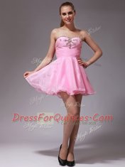 Mini Length Pink Prom Evening Gown Sweetheart Sleeveless Zipper