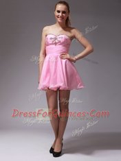Mini Length Pink Prom Evening Gown Sweetheart Sleeveless Zipper