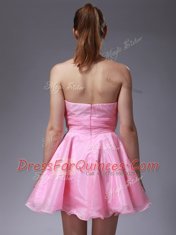 Mini Length Pink Prom Evening Gown Sweetheart Sleeveless Zipper