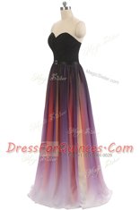 Sleeveless Chiffon Floor Length Lace Up Prom Party Dress in Multi-color with Belt