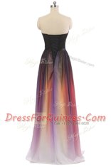 Sleeveless Chiffon Floor Length Lace Up Prom Party Dress in Multi-color with Belt