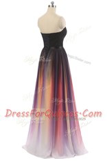 Sleeveless Chiffon Floor Length Lace Up Prom Party Dress in Multi-color with Belt