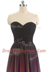 Sleeveless Chiffon Floor Length Lace Up Prom Party Dress in Multi-color with Belt