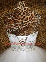 Latest Strapless Sleeveless Lace Up Prom Gown White Organza