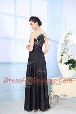 Beauteous Scoop Satin Sleeveless Floor Length Dress for Prom and Beading