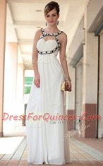 Hot Selling White Sleeveless Chiffon Side Zipper Prom Dress for Prom and Party