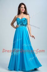 Baby Blue Zipper Sweetheart Beading Evening Dress Chiffon Sleeveless