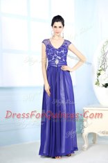 Scoop Sleeveless Chiffon Prom Dress Beading and Appliques Zipper
