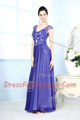 Scoop Sleeveless Chiffon Prom Dress Beading and Appliques Zipper
