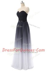 Belt Prom Dresses Black Lace Up Sleeveless Floor Length