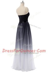 Belt Prom Dresses Black Lace Up Sleeveless Floor Length