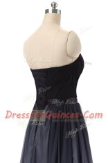 Belt Prom Dresses Black Lace Up Sleeveless Floor Length