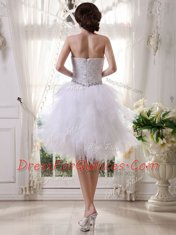 Sleeveless Zipper Knee Length Beading and Belt Prom Dress