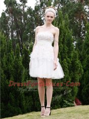 Graceful Sleeveless Zipper Knee Length Lace Dress for Prom