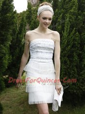 Fitting White Empire Ruffled Layers Zipper Chiffon Sleeveless Mini Length