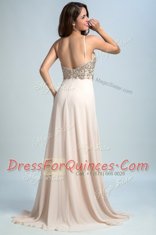 Pink Spaghetti Straps Backless Sequins Prom Evening Gown Sleeveless