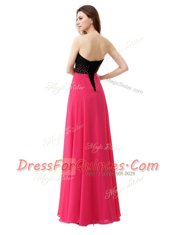 Pink And Black Lace Up Sweetheart Beading and Ruffles Dress for Prom Chiffon Sleeveless