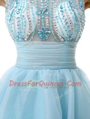 Scoop Sleeveless Chiffon Prom Dress Beading and Sashes ribbons Zipper