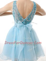 Scoop Sleeveless Chiffon Prom Dress Beading and Sashes ribbons Zipper
