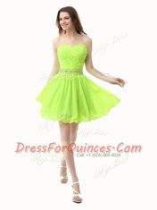 Sumptuous Knee Length Zipper Green for Prom and Party with Beading