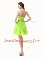 Sumptuous Knee Length Zipper Green for Prom and Party with Beading