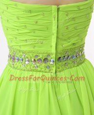 Sumptuous Knee Length Zipper Green for Prom and Party with Beading