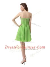 A-line Beading Dress for Prom Zipper Organza Sleeveless Knee Length