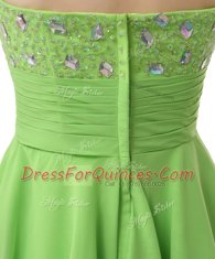 A-line Beading Dress for Prom Zipper Organza Sleeveless Knee Length