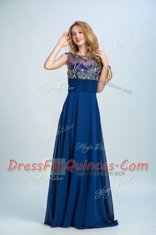 Navy Blue Scoop Neckline Beading Homecoming Dress Sleeveless Zipper