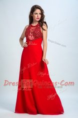Shining Scoop Chiffon Sleeveless Floor Length and Beading