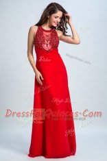 Shining Scoop Chiffon Sleeveless Floor Length and Beading