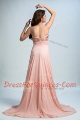 Simple With Train Baby Pink Sweetheart Sleeveless Brush Train Zipper