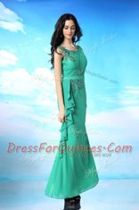 Best Sleeveless Zipper Floor Length Beading and Appliques Homecoming Dress