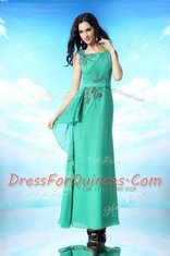 Best Sleeveless Zipper Floor Length Beading and Appliques Homecoming Dress
